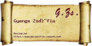 Gyenge Zsófia névjegykártya